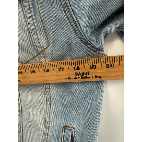 BROOKLYN CLOTH Button Down Patches Blue Denim Jean Jacket Women's Size Medium... - Picture 15 of 16